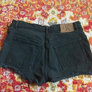 Calvin Klein Green Jean Shorts Distressed Style